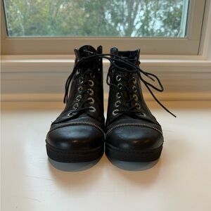 Stuart Weitzman Black Leather Sneakers Size 7.5